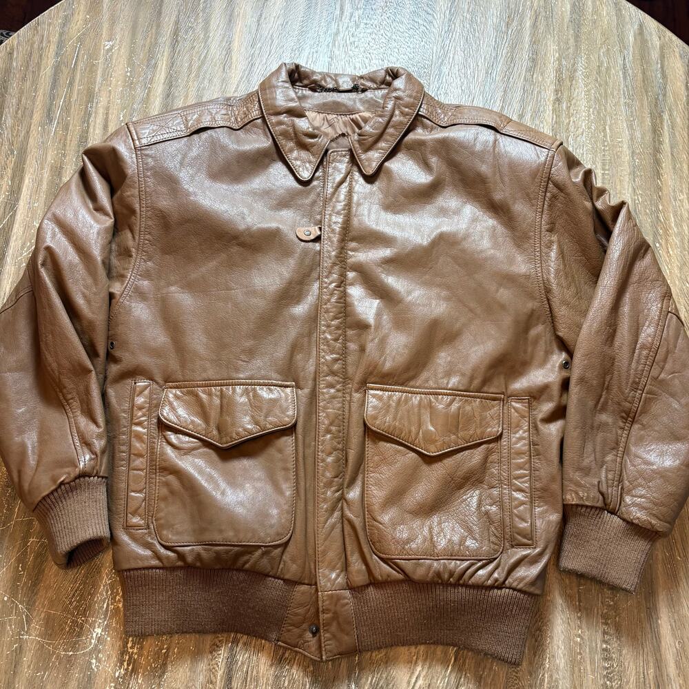 Vintage Pelle Brown Leather Bomber Women's Medium Jacket